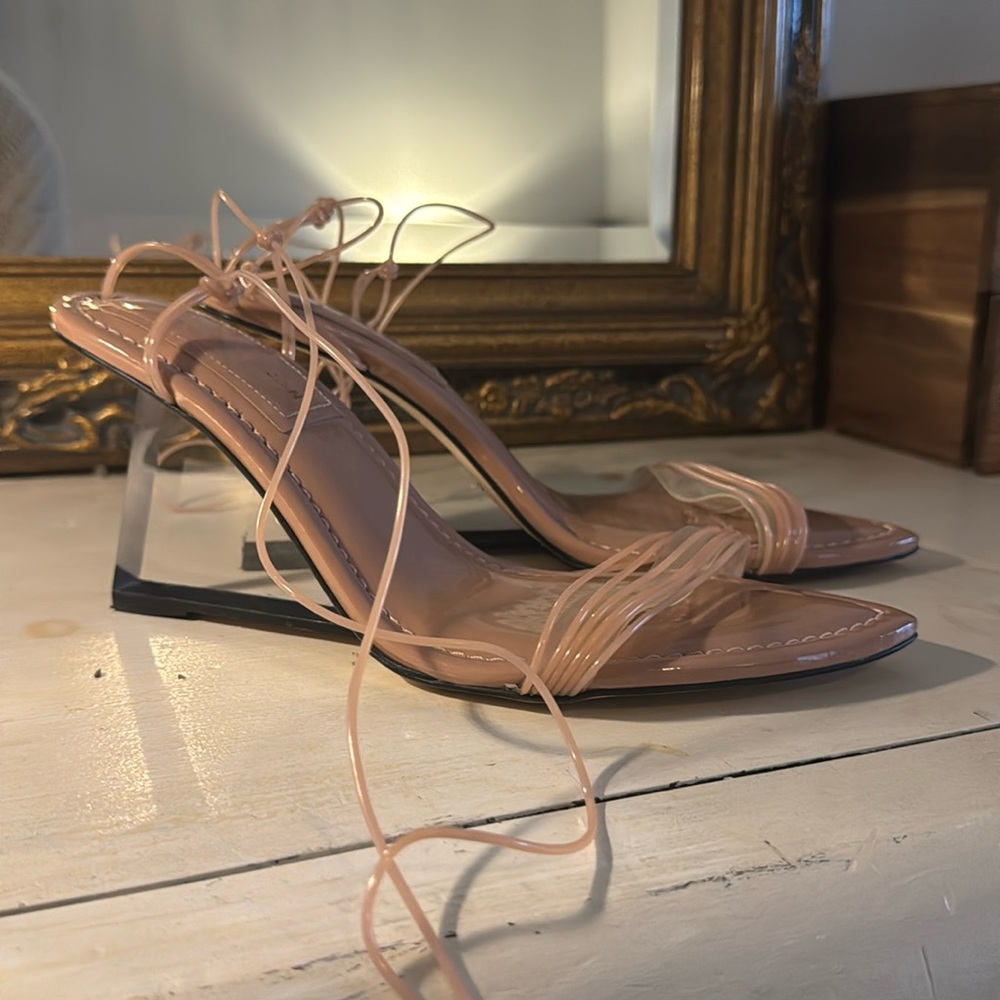 Good American Tan Funky Heels